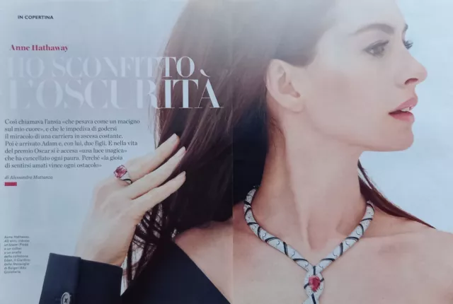 Italian Clipping Ritaglio 2022 ANNE HATHAWAY ho sconfitto l'oscurità 4 PAGINE