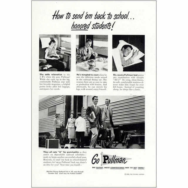 1949 Pullman: Chicago Railroad Fair Vintage Print Ad