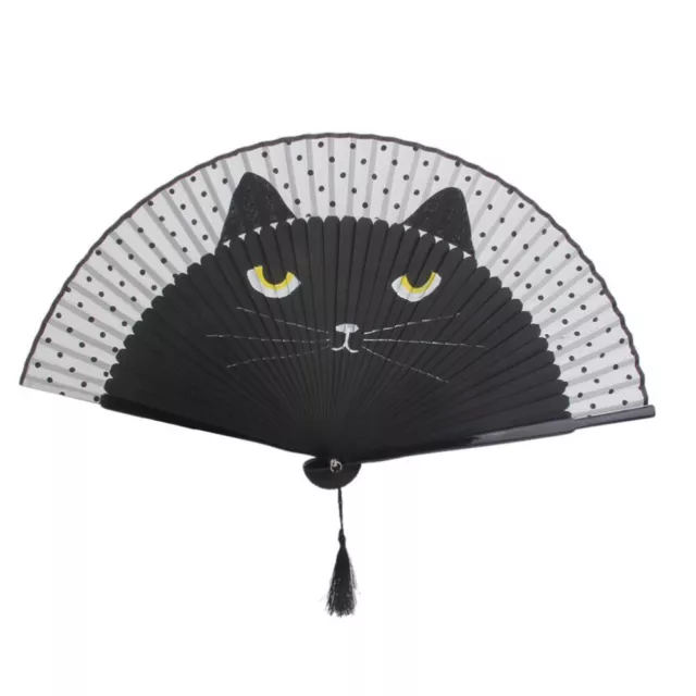 1pc Folding Fan with Tassel Practical Handheld Fan Cat Fan for Women Girls