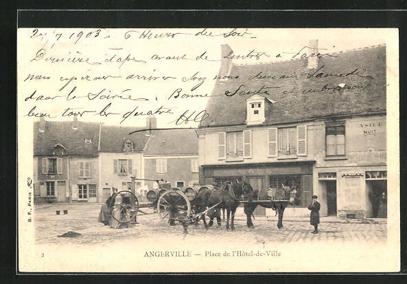 CPA Angerville, Place de l´Hotel de Ville 1903