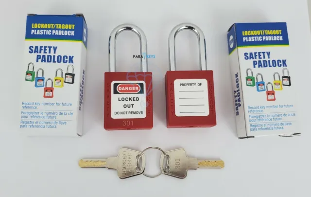 1 Pair Lockout Tagout Safety padlock High security key 1-3/4" shackle Locksport