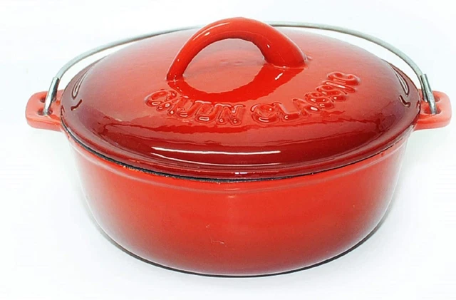 9 Qt. Red Enamel Coated Cast Iron Dutch Oven