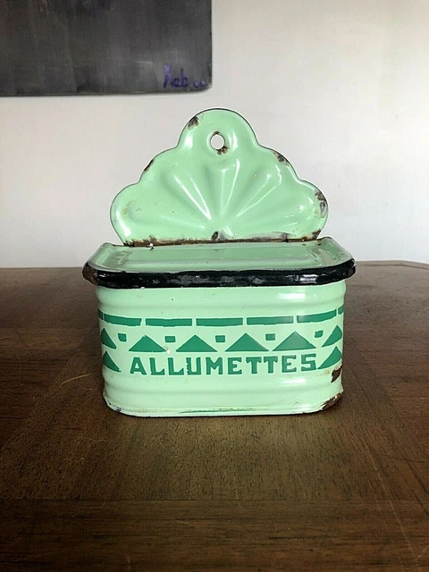 Ancienne Boîte à Allumettes En Tôle Émaillée - Art Déco - France