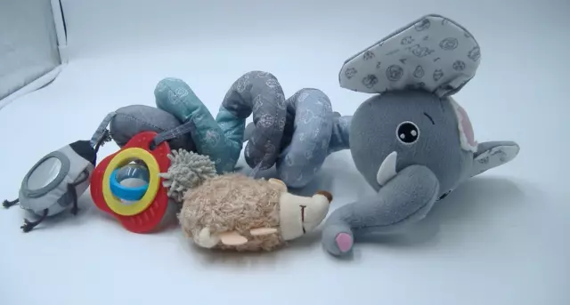 Sozzy Plush Baby Toy Hanging Elephant for Crib or Stroller Activity Textures