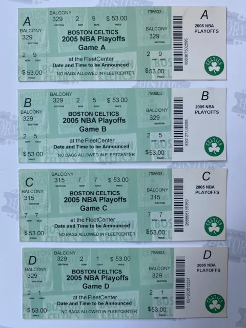 2005 NBA Playoffs Round 1 Games 1,2,5,7 Ticket Pacers at Celtics Reggie Miller