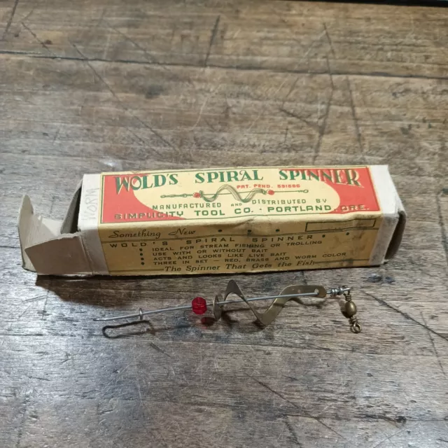 Señuelo vintage con caja spinner de pesca en espiral Wold's EE. UU.