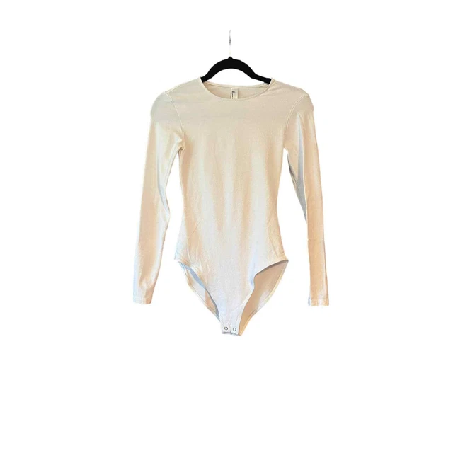 American Apparel Women's One Piece Bodysuit Long Sleeve White Size Medium