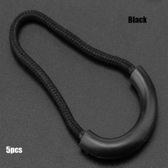 Black Zipper Pull Nylon Zip Puller Replacement Cord Rope Pullers  for Bags