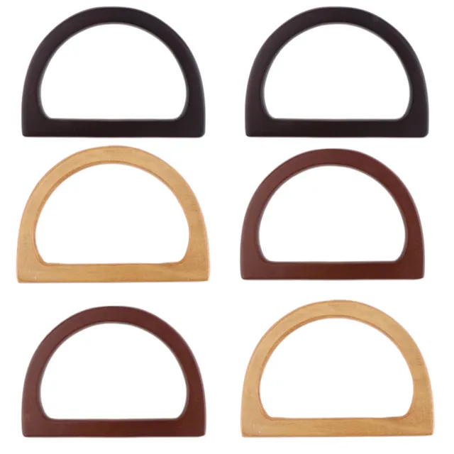6x D-Shape Wooden Handle Replacement for DIY Bag Handbag Purse Tote Handle Frame