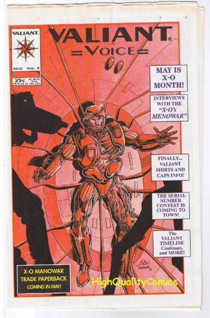 VALIANT VOICE #3,  VF/NM, X-O Manowar, rare, 1993, more Valiants in store