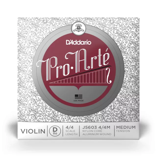 D'Addario Pro-Arte Violin Single D String, 4/4 Scale, Medium Tension