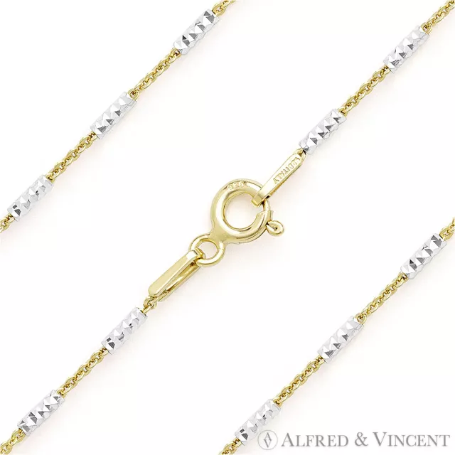 Bar Bead Cable Link Chain Necklace in 14k Yellow Gold-Plated 925 Sterling Silver