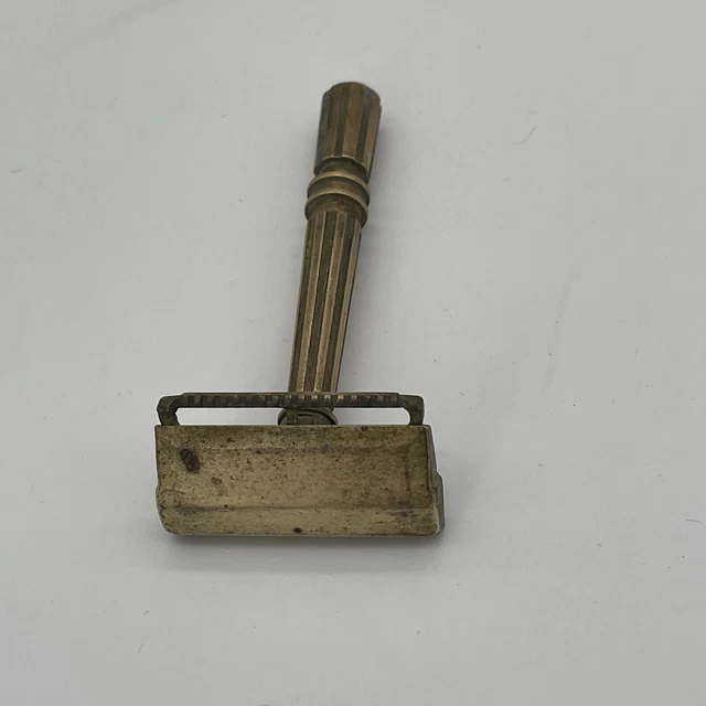 Vntg Brass GEM Micromatic Clog Proof Pruf Single Edge Safety Razor 1930s