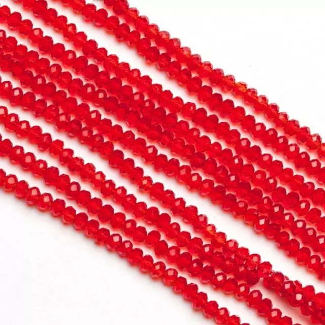 175 x Size 3mm Faceted Rondelle Crystal Cut Glass Small Tiny Spacer Beads