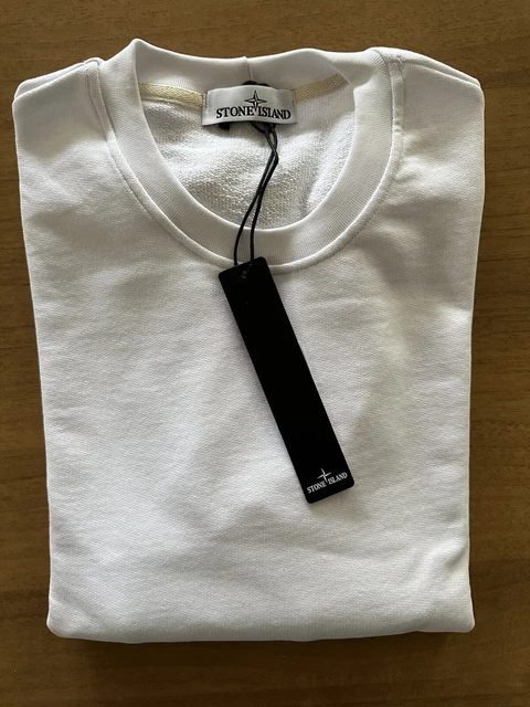 felpa stone island uomo in cotone smerigliato bianco in taglia XXL