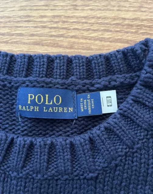 Polo Ralph Lauren Cotton Crewneck USA Flag Sweater - Navy -unisex 2