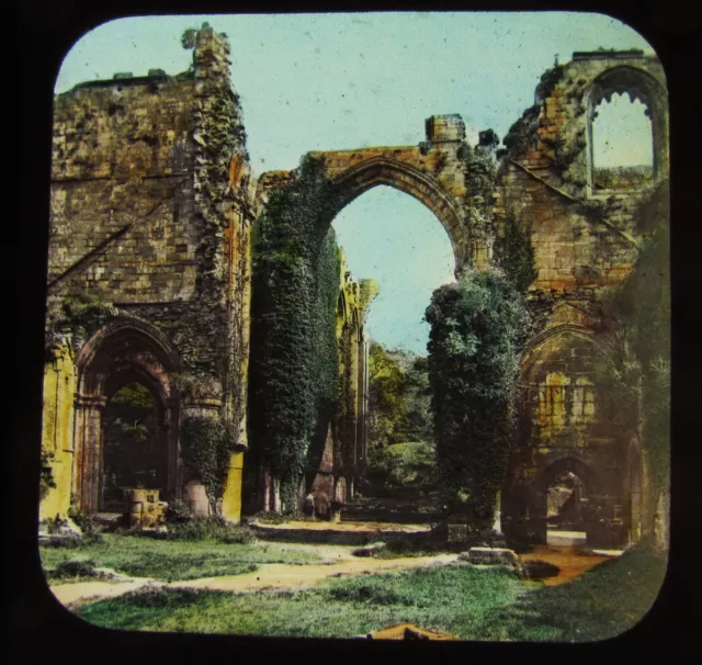 Glass Magic Lantern Slide FURNESS ABBEY - THE NAVE C1900 CUMBRIA ENGLAND