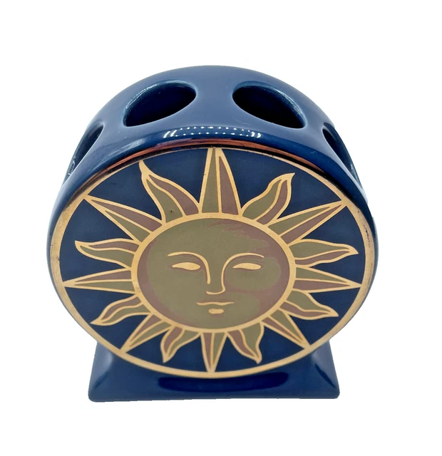 Vtg Springmaid Celestial Moon Sun Stars Ceramic Toothbrush Caddy Holder Bathroom