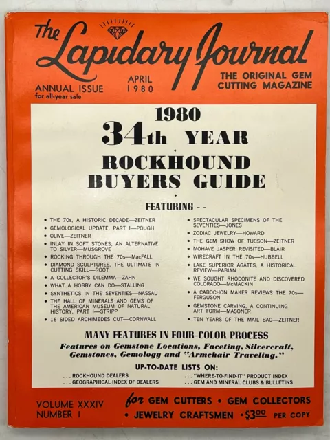 Lapidary Journal Magazine April 1980 Rockhound Buyers Guide