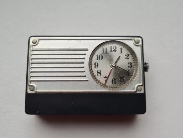 Original Vintage Soviet Pocket Electromechanical Alarm Clock Luch Ussr Belarus