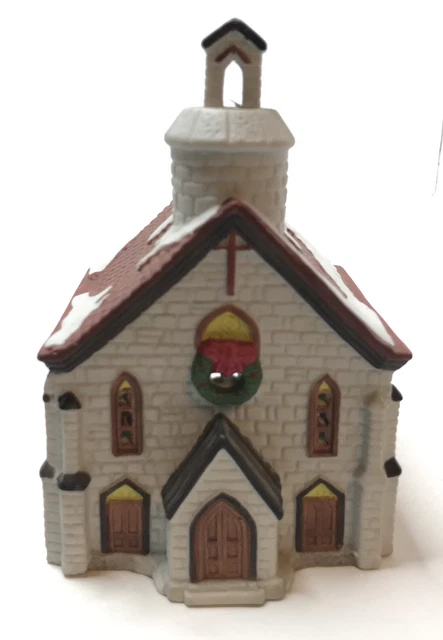 Vintage Lemax Poreclain Lighted House Christmas Village Collection Church 1994