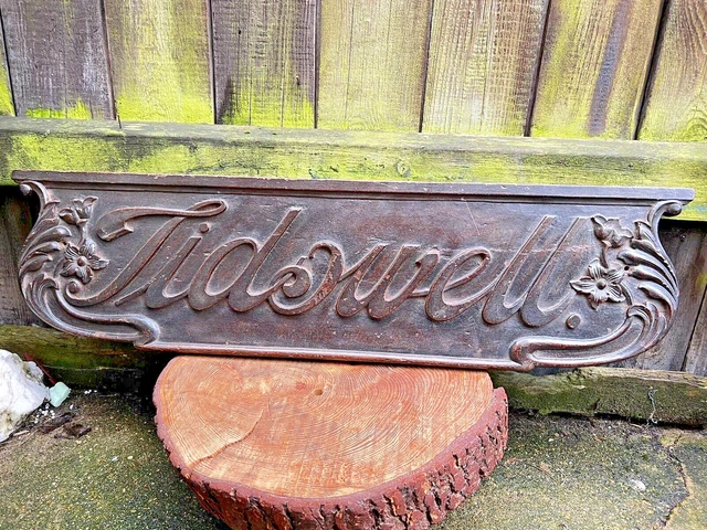 Antique art nouveau CARVED WOOD TIDSWELL PANEL plaque architectural furniture