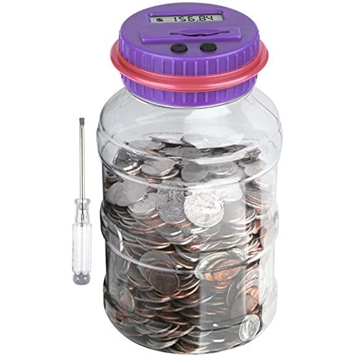 Large Piggy Bank for Adults  Vcertcpl Digital Coin Counting Bank with LCD Cou...