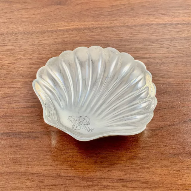 Early Tiffany & Co Figural Sterling Silver Bowl Shell Form Monogram S 1886 - 91
