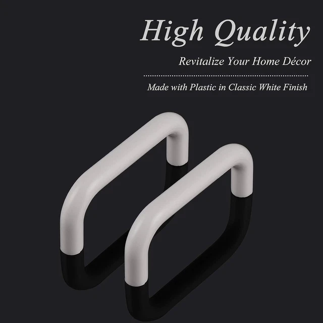 2 Pk White Cabinet Hardware 4" Kitchen Drawer Handles Modern Euro Cupboard Pulls