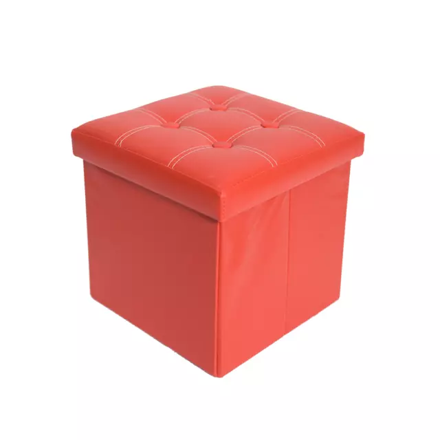 Pouf Cubo Contenitore Rosso Puff Sgabello Ecopelle Mobili Rebecca 30x30x30