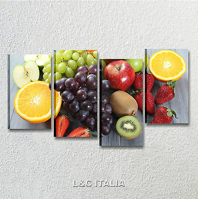 Quadro Cucina Moderna Stampa su Tela da Parete 152 x 78 Multipannello 4 Pezzi Grandi Componibili Quadri L&C ITALIA Frutta 4 
