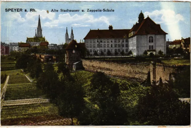 CPA AK Speyer Alte Stadtmauer u. Zeppelin-Schule GERMANY (921809)