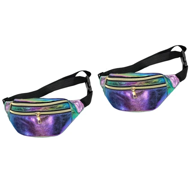 2 Count sac de poitrine holographique Sacs À Linge Brillants Sacs De Taille De