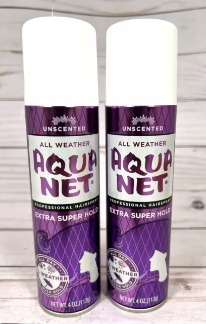 Vtg AQUA NET Hairspray 9oz Violet metal can FULL Unscented Extra Hold Hair  Spray