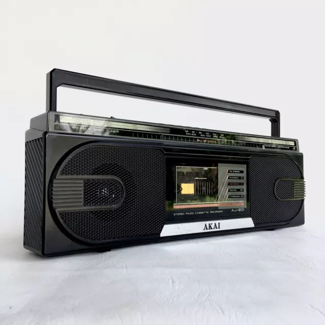 Retro VINTAGE 80s AKAI AJ-201 BOOMBOX Stereo Cassette RADIO Boom Box