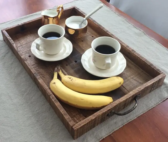 Rustic Serving Tray, Ottoman Tray, Serving Tray With Handles, Wood Tray, Wooden