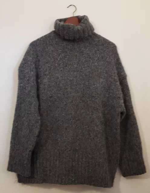 H&M Sweater Womens Size XL Oversized Pullover Turtle Neck Gray Alpaca Blend