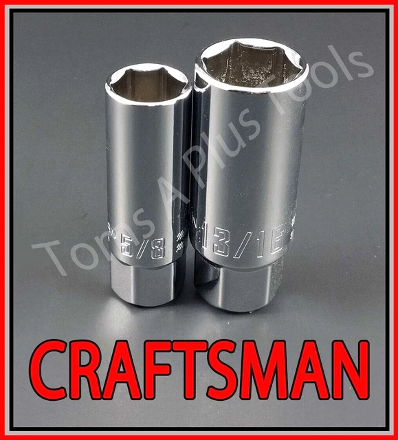 CRAFTSMAN HAND TOOLS 2pc 3/8 spark plug ratchet wrench socket set 5/8 13/16