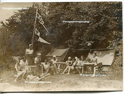 Idyll von Berlin Umgebung Camping Verein Fahne DKV G216 Foto ca 1928 Wochenend 