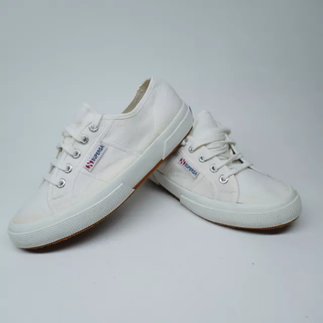 VGC! Superga Shoes Womens Sz 7.5 38 Cotu Sneakers White Canvas Lace Up Low Top