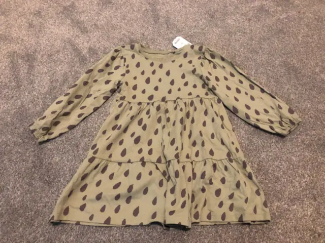 Next Girls Green Long Sleeve Dress Age 3-4 years Brand New With Tags