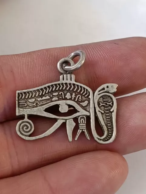 Pendentif Argent Massif Egyptomanie Revival Egypte Œil d'Horus 7,5 g Bijoux