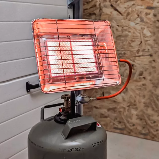 WALTER Gasheizstrahler Eco mit Piezo Zündung, Druckregler, Schlauch, 4,2 kW 6