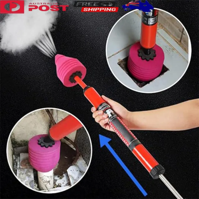 Toilet Plunger Air Drain Blaster High Pressure Compressed Pump Sink Pipe Cleaner