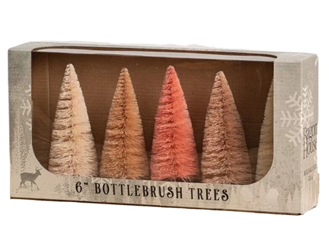 Ragon House "Coral Hues ~ Bottlebrush Trees" 6" H * Set/ 5 * New Free Shipping