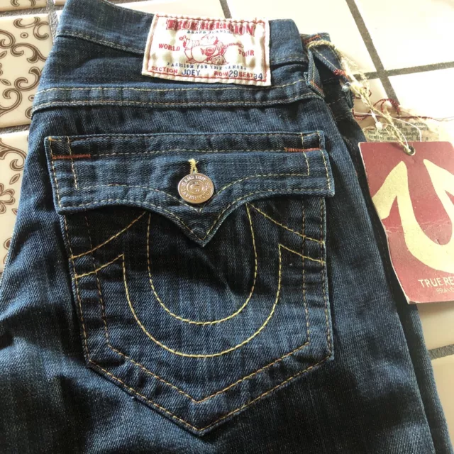 True Religion Jeans Mens Joey Mens 29W 34L VINTAGE RARE FLARED Made In USA BLUE