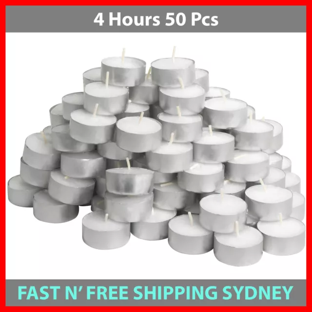 Tea Light Candles 4 Hour 50pcs Bulk Tealight Candle Tea Lights Tealights White