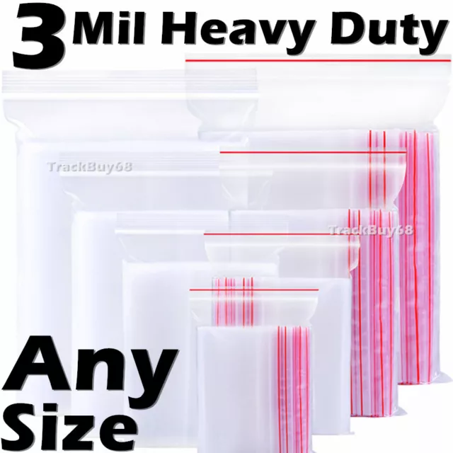 100 CLEAR HEAVY Duty Reclosable Zipper Bags Zip Large Small Plastic ...