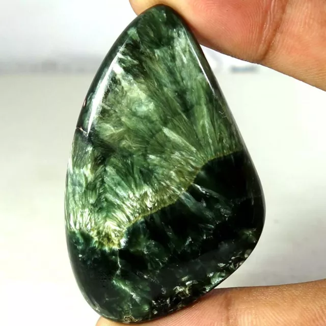 100% Natural Green Seraphinite Fancy Cabochon A+ Wonderful 80.45Cts. 35x 58x05mm