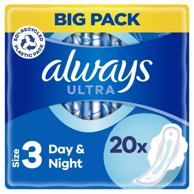 Always Ultra Day and Night (Size 3) Sanitary Towels With Wings Pack of 20